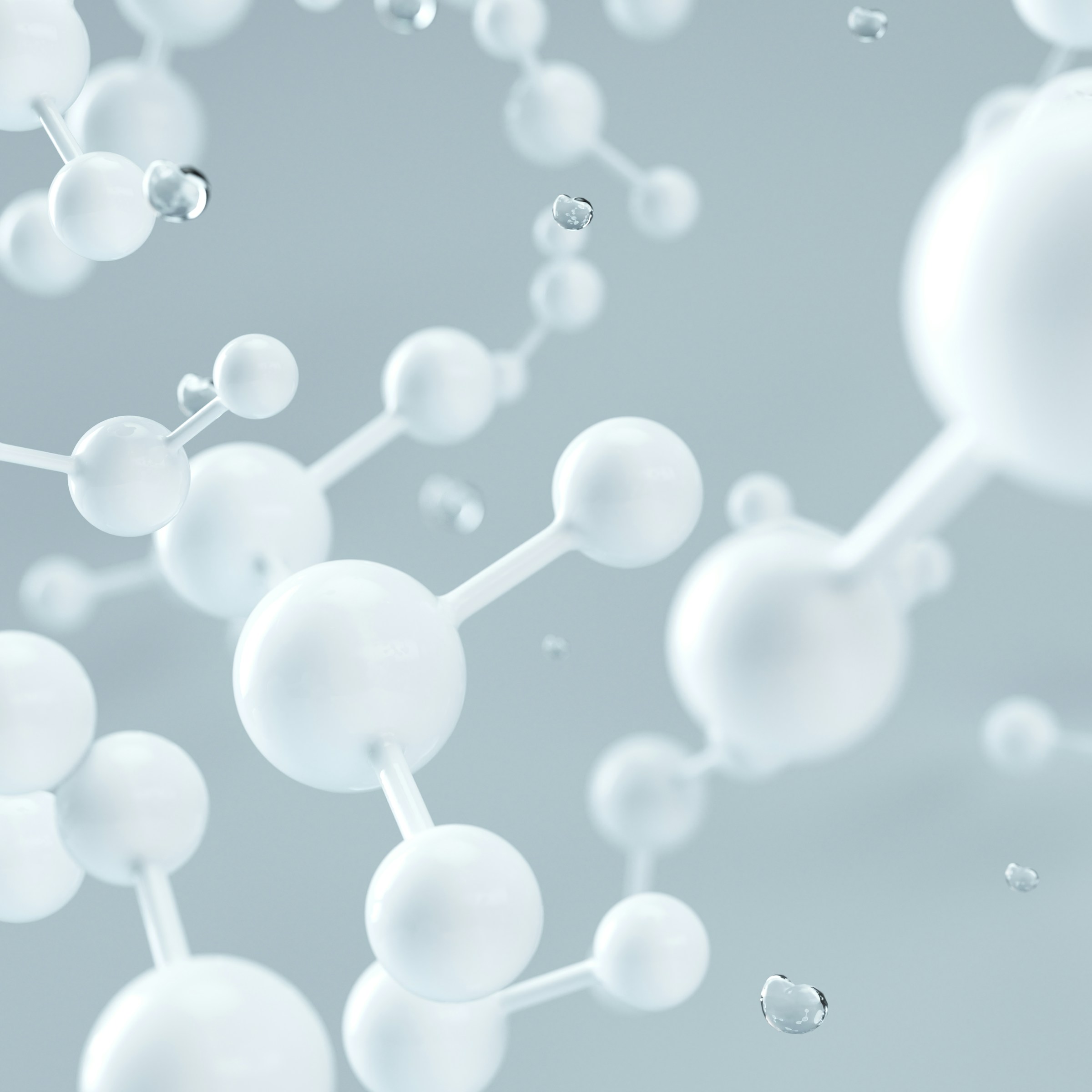 Molecules flowing around in solution